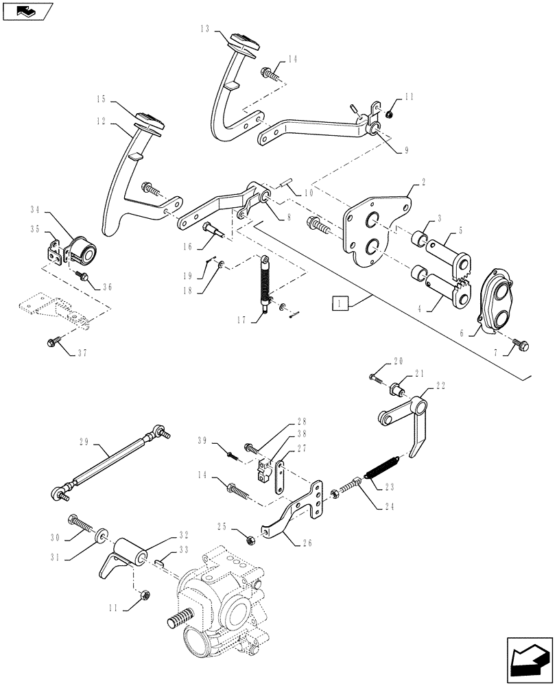 Схема запчастей Case IH FARMALL 40B - (29.200.04) - HST CONTROL & PEDALS (29) - HYDROSTATIC DRIVE