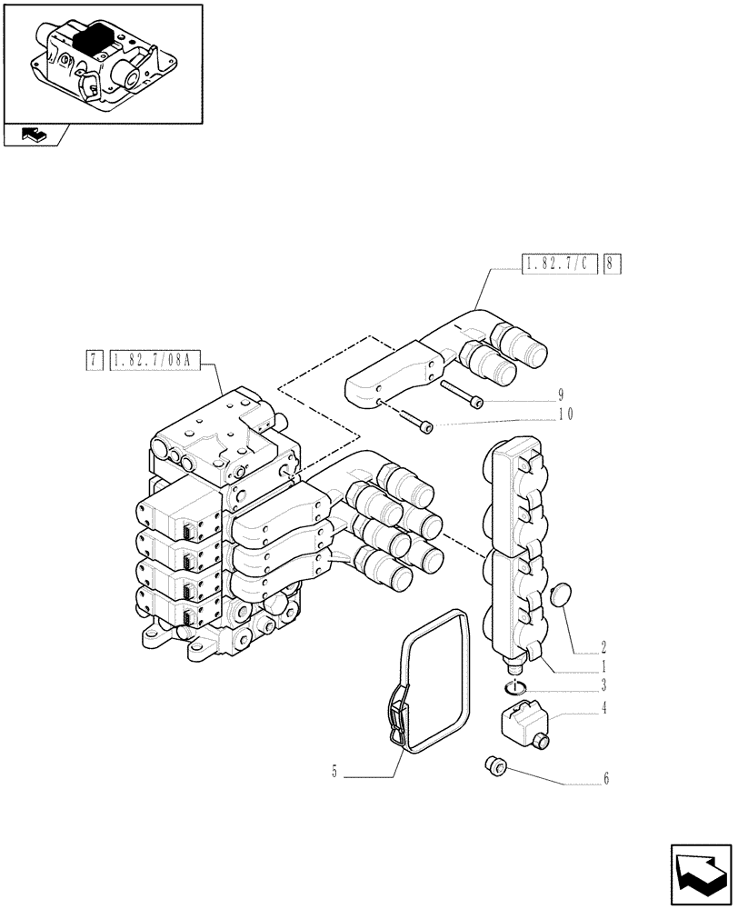 Схема запчастей Case IH PUMA 140 - (1.82.7/08[01]) - 4 CCLS (EDC) ELECTRONIC CONTROL VALVES AND ASSOCIATED PARTS - C6690 (VAR.330862-331862) (07) - HYDRAULIC SYSTEM