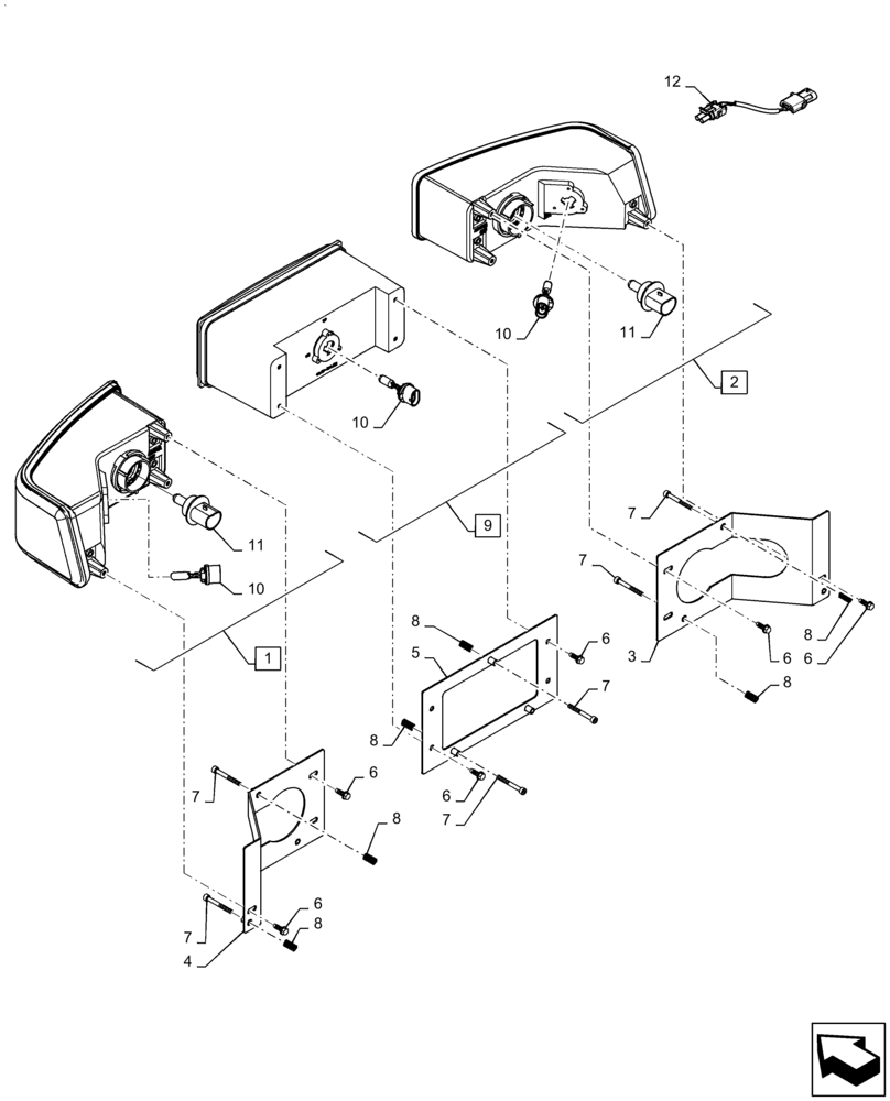 Схема запчастей Case IH TITAN 3530 - (55.404.01) - STANDARD FRONT LIGHTS (55) - ELECTRICAL SYSTEMS