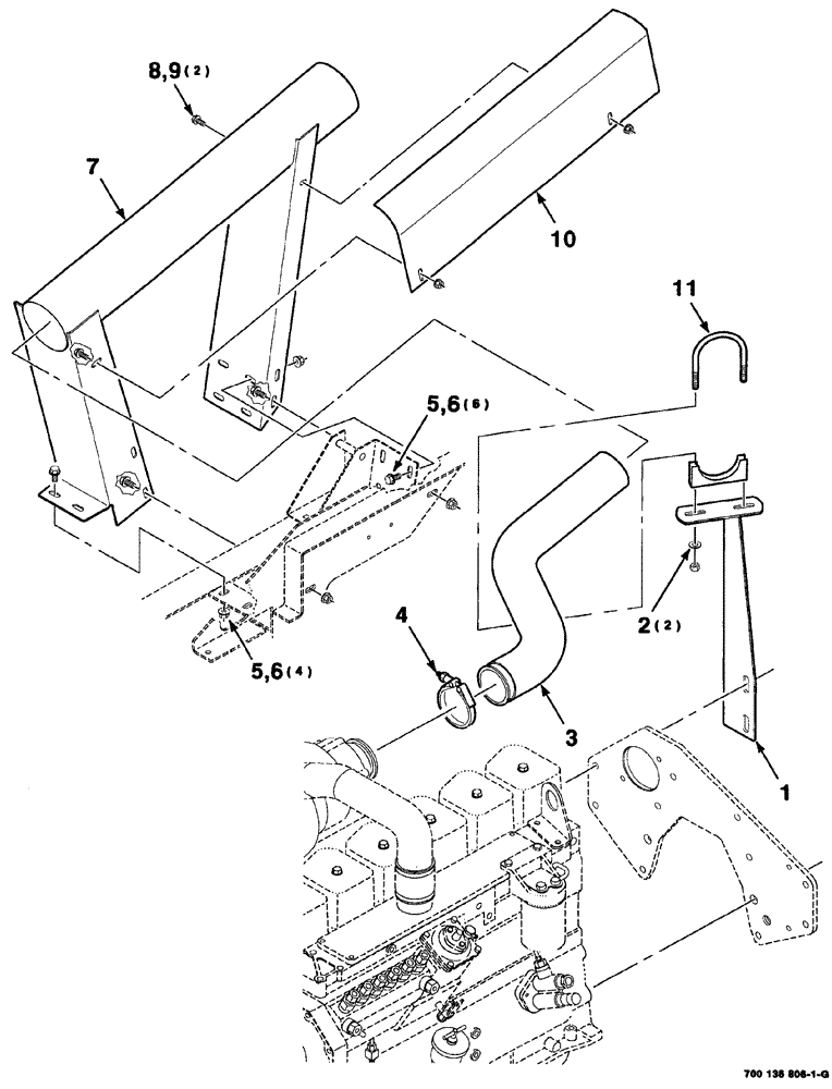 Схема запчастей Case IH 8880HP - (02-010) - ENGINE EXHAUST AND MOUNTING ASSEMBLY (10) - ENGINE