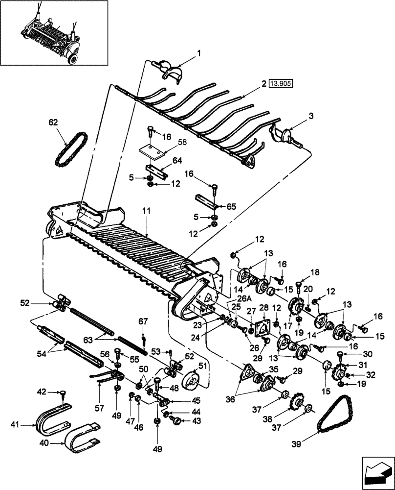 Схема запчастей Case IH RB464 - (13.245) - 1.5M DUAL CAM WIDE PICKUP (13) - FEEDER