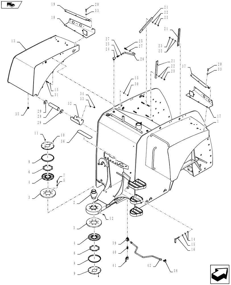 Схема запчастей Case IH STEIGER 450 - (39.100.04) - REAR FRAME, STEIGER 400 AND 450 (39) - FRAMES AND BALLASTING
