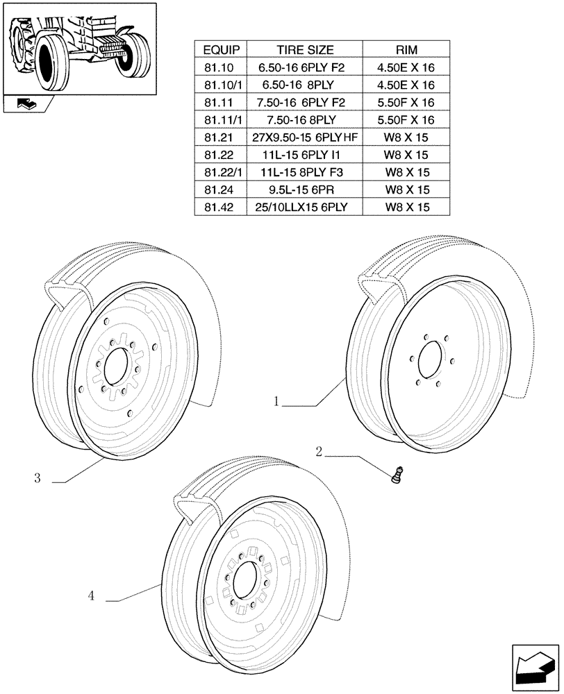 Схема запчастей Case IH FARMALL 85C - (81.00) - FRONT WHEELS - 2WD (11) - WHEELS/TRACKS