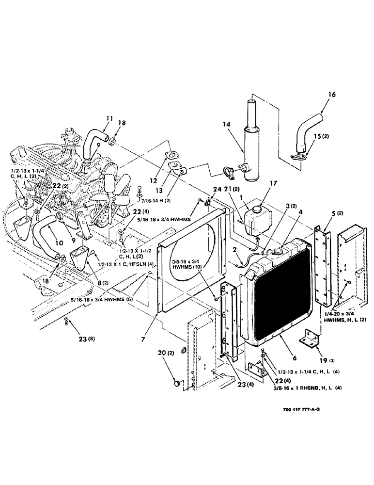 Схема запчастей Case IH 8830 - (2-54) - RADIATOR, EXHAUST AND ENGINE MOUNTING ASSEMBLY, GAS (02) - ENGINE