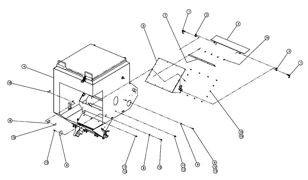 Схема запчастей Case IH 438 - (02-032) - BIN GROUP, DOUBLE BIN, RH, 50 CU. FT Bin Group