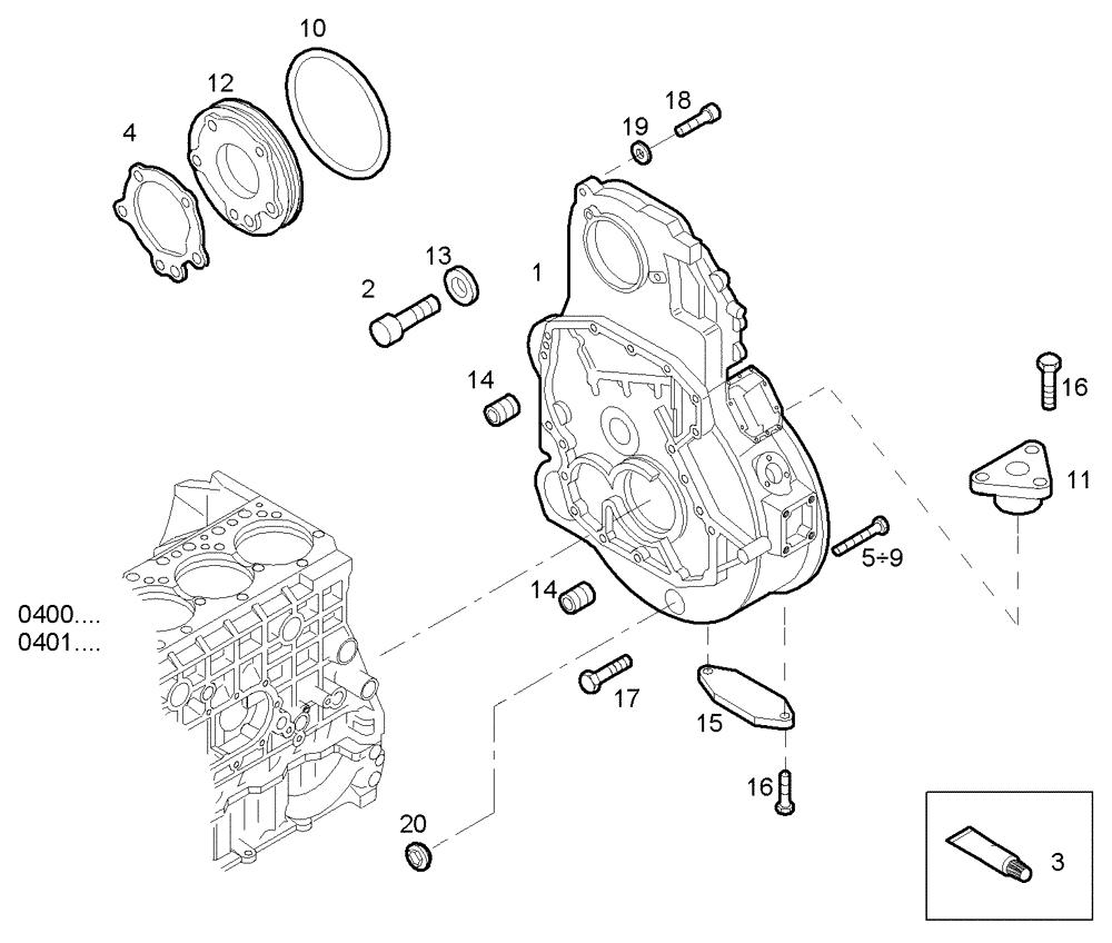 Схема запчастей Case IH F3AE0684P E906 - (0432.024) - REAR C.CASE COVER 