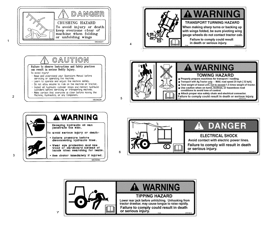Схема запчастей Case IH 370 TRUE-TANDEM - (90.108.03.01) - WARNING DECALS (90) - PLATFORM, CAB, BODYWORK AND DECALS