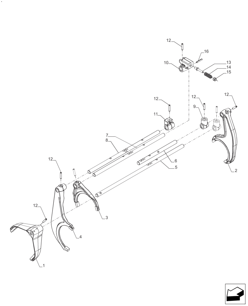 Схема запчастей Case IH FARMALL 110A - (21.130.AB) - TRANSMISSION - FORKS 8+8 MECHANICAL - 30 KM / 40 KM (21) - TRANSMISSION