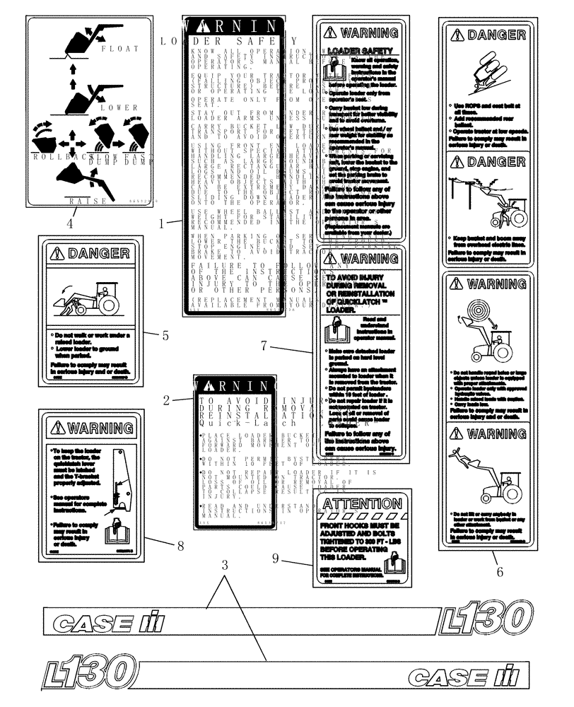 Схема запчастей Case IH L130 - (007) - DECALS (90) - PLATFORM, CAB, BODYWORK AND DECALS