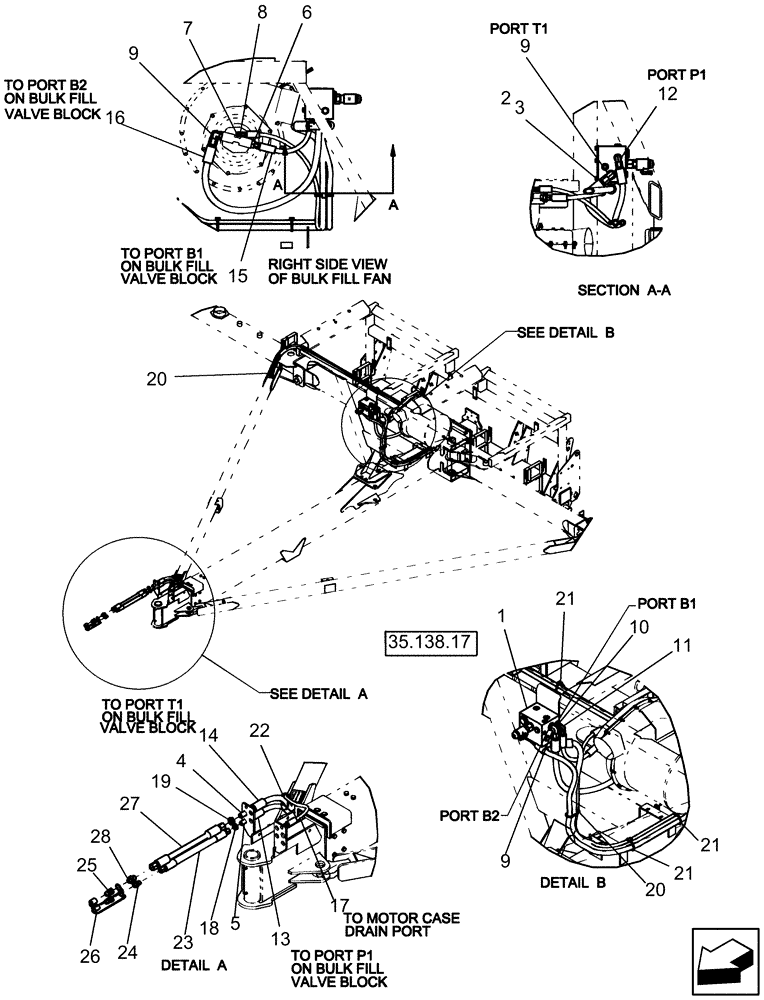 Схема запчастей Case IH 1250 - (80.150.07[01]) - BULK FILL - HYDRAULICS - 16 ROW AFS BSN Y9S007001 (80) - CROP STORAGE/UNLOADING
