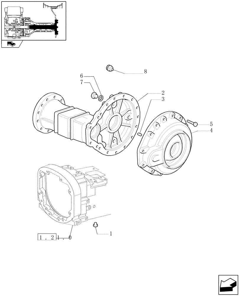 Схема запчастей Case IH FARMALL 90 - (1.48.1/01) - 4WD WATER PROOF TRANSMISSION - SIDE REDUCER BOX AND COVERS (VAR.330449) (05) - REAR AXLE