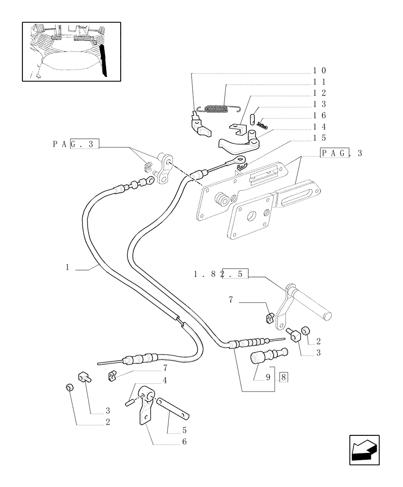Схема запчастей Case IH JX80U - (1.10.0[02]) - THROTTLE CONTROL LINKAGE - (L/CAB) - FLEXIBLE CABLE, LEVER (02) - ENGINE EQUIPMENT