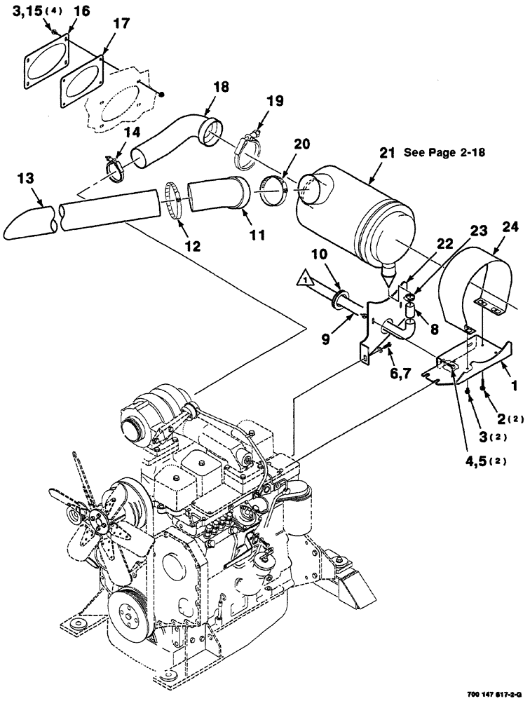 Схема запчастей Case IH 8860 - (02-14) - AIR CLEANER, HOSES AND MOUNTING ASSEMBLY (8860 110HP) (10) - ENGINE