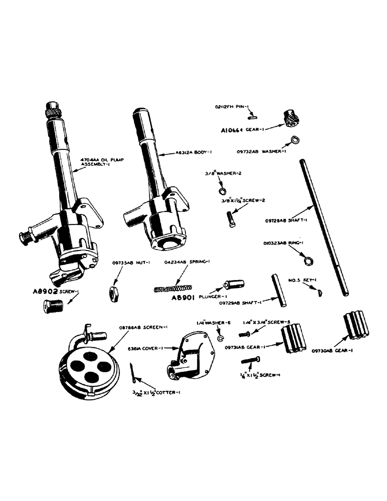 Схема запчастей Case IH 600-SERIES - (034) - LP-GAS ENGINE, OIL PUMP (02) - ENGINE