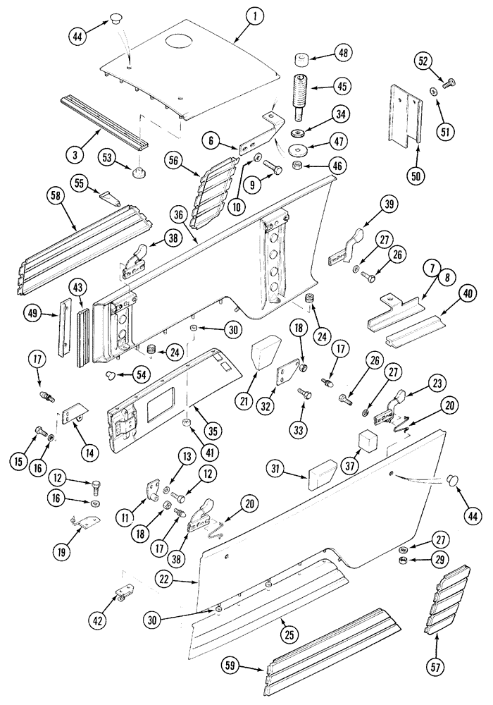 Схема запчастей Case IH 5250 - (9-058) - SIDE PANELS AND TOP SHEET, LATER PRODUCTION (09) - CHASSIS/ATTACHMENTS