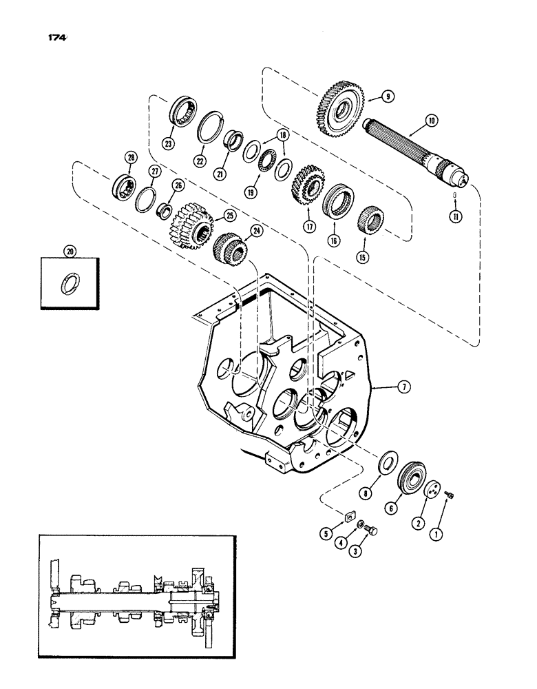 Схема запчастей Case IH 770 - (174) - SLIDING GEAR SHAFT, MECHANICAL SHIFT (06) - POWER TRAIN
