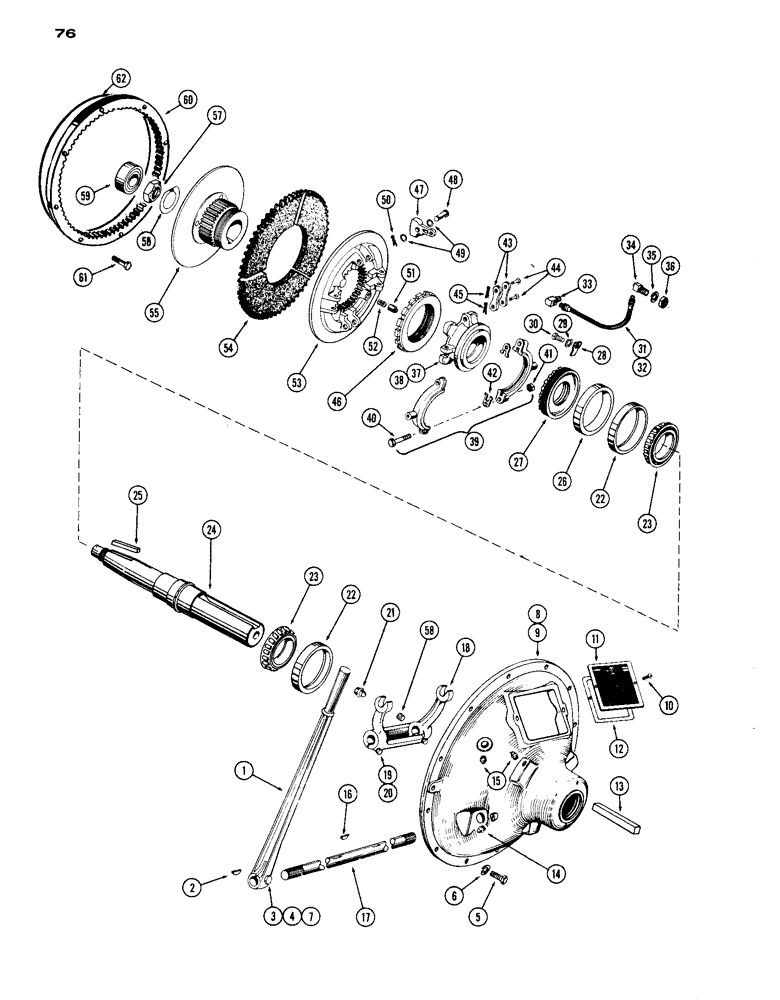 Схема запчастей Case IH A301D - (76) - P.T.O. CLUTCH, SINGLE PULLEY 