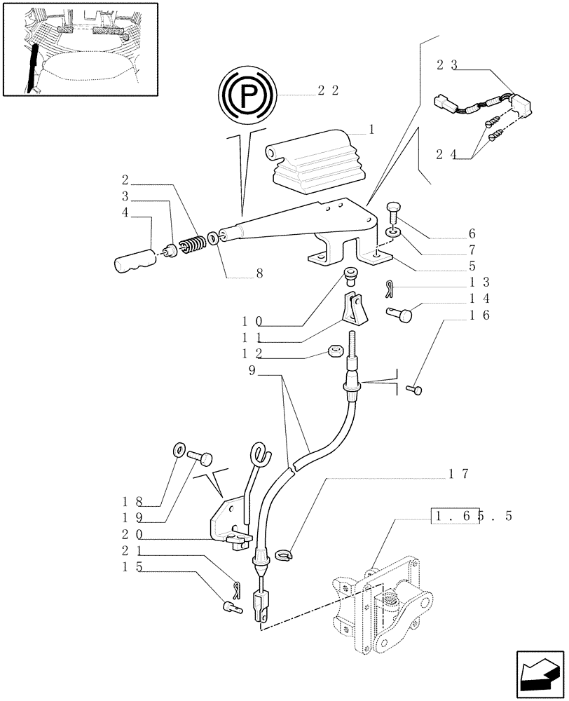 Схема запчастей Case IH MXM155 - (1.95.1) - HANDBRAKE CONTROL (10) - OPERATORS PLATFORM/CAB