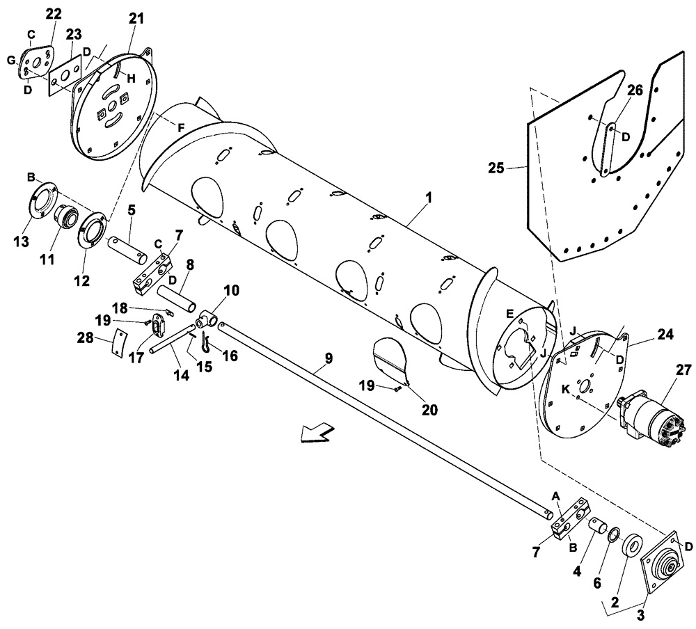 Схема запчастей Case IH 1052 - (09-52) - COMBINE ADAPTER RETRACTING TINE DRUM ASN CCC0012343 (09) - CHASSIS