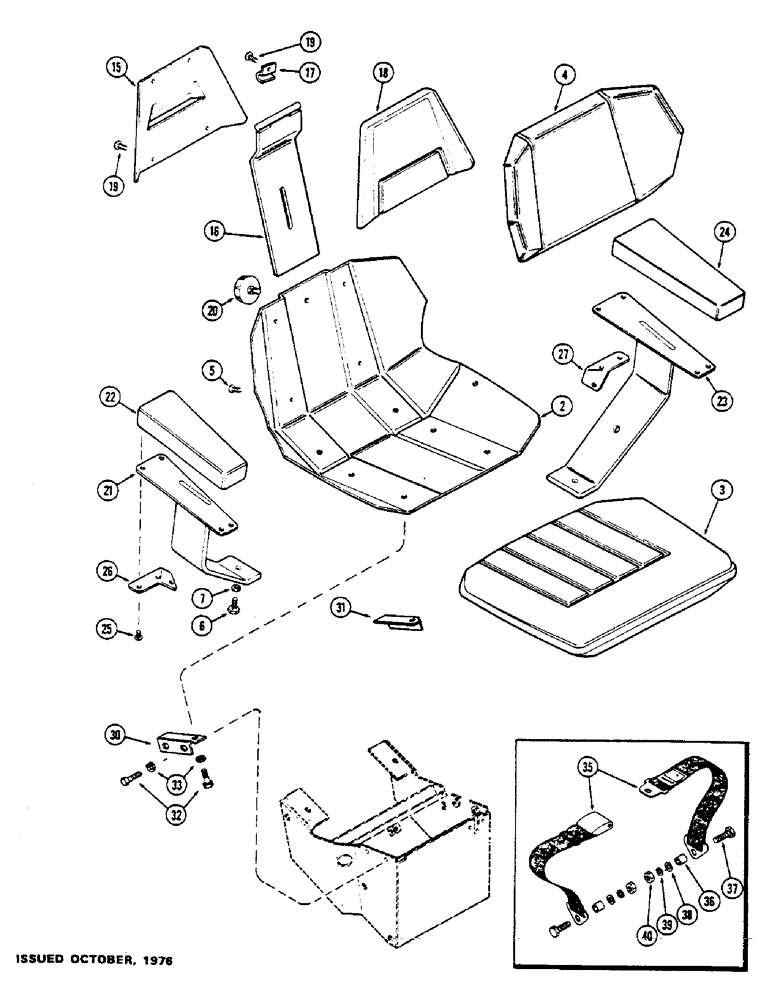Схема запчастей Case IH 1175 - (219E) - AGRI-KING SEAT, VINYL WITHOUT CAB, FIRST USED TRACTOR SERIAL NUMBER 8736722 (09) - CHASSIS