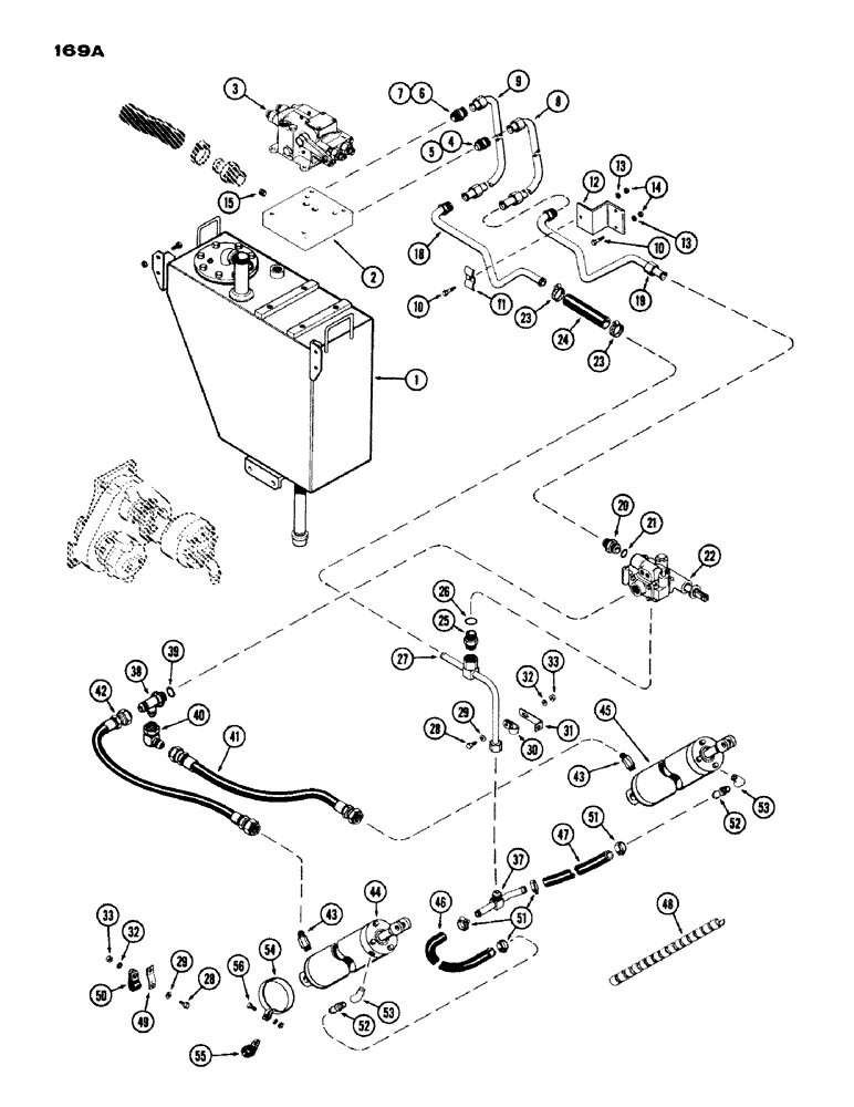 Схема запчастей Case IH 1200 - (169A) - THREE POINT HITCH HYDRAULIC SYSTEM, FIRST USED TRACTOR SERIAL NUMBER 9806321 (08) - HYDRAULICS