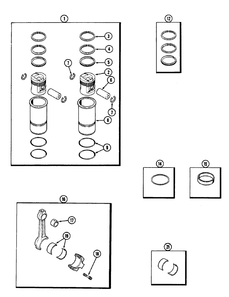 Схема запчастей Case IH 2090 - (2-36) - PISTON ASSEMBLY, WITH TWO GROOVE SLEEVE, 504BD DIESEL ENGINE (02) - ENGINE