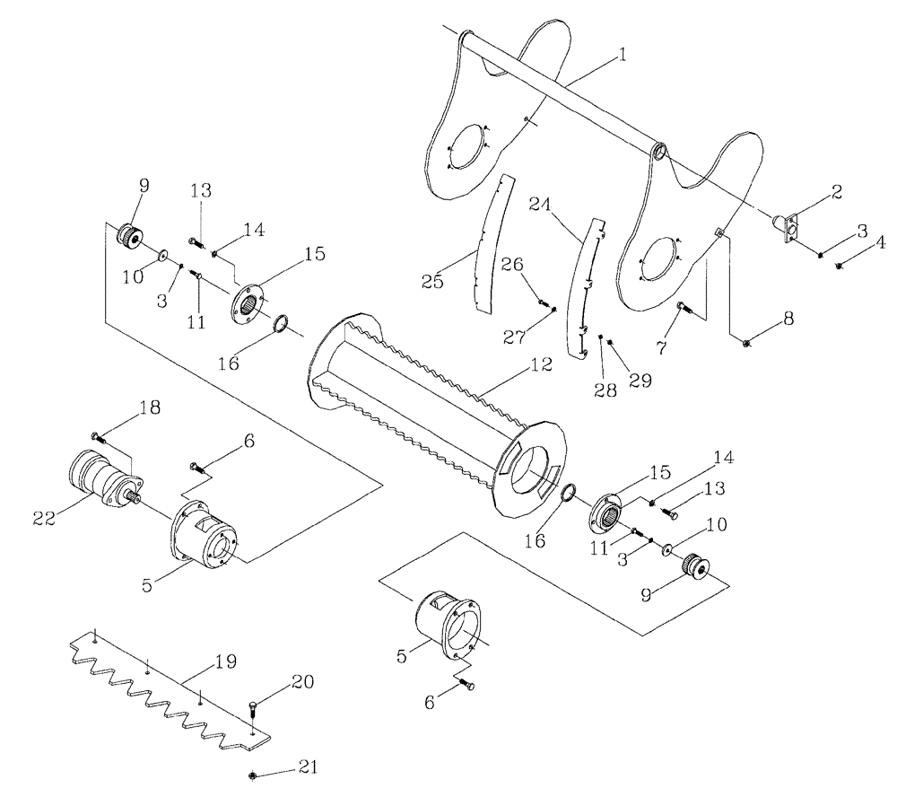 Схема запчастей Case IH 7700 - (A05[03]) - POWER KNOCKDOWN ROLLER Mainframe & Functioning Components