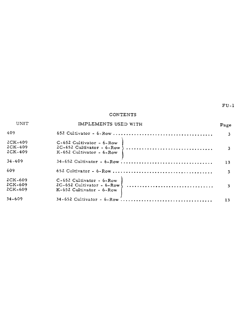 Схема запчастей Case IH 2CK-409 - (AF-01) - CONTENTS - IMPLEMENTS USED WITH 
