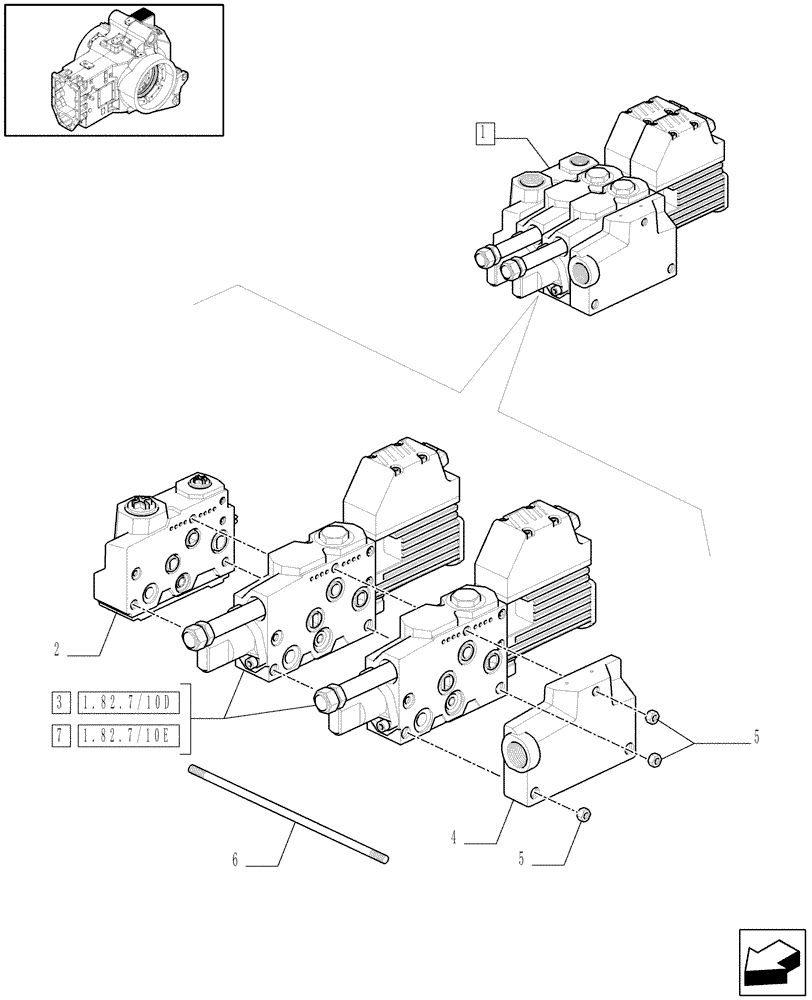 Схема запчастей Case IH PUMA 195 - (1.82.7/10 A) - ELECTRONIC MID MOUNTED VALVES 2 SLICE - BREAKDOWN (07) - HYDRAULIC SYSTEM