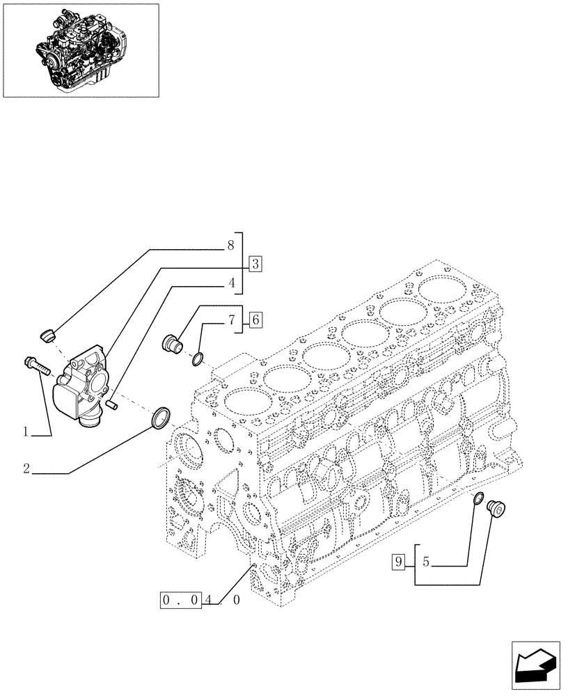Схема запчастей Case IH F4GE0684E D600 - (0.32.3[01]) - PIPING - ENGINE COOLING SYSTEM (504010574-504038202-504038362) 