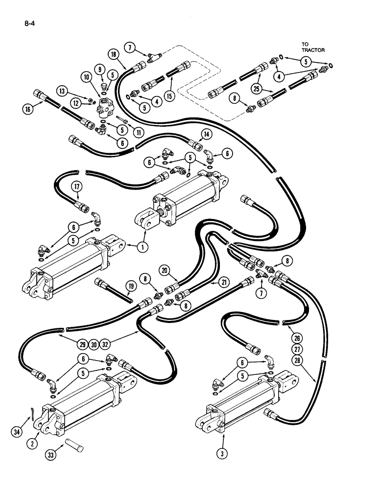 Схема запчастей Case IH 696 - (8-04) - DEPTH CONTROL HYDRAULICS 38 FOOT 11 INCH, 42 FOOT 1 INCH AND 45 FOOT 3 INCH (08) - HYDRAULICS