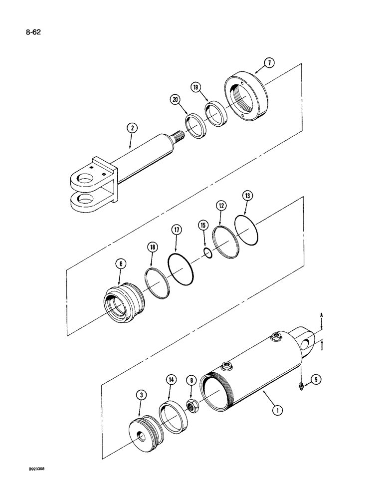 Схема запчастей Case IH 9240 - (8-062) - HITCH LIFT CYLINDER ASSEMBLY (08) - HYDRAULICS