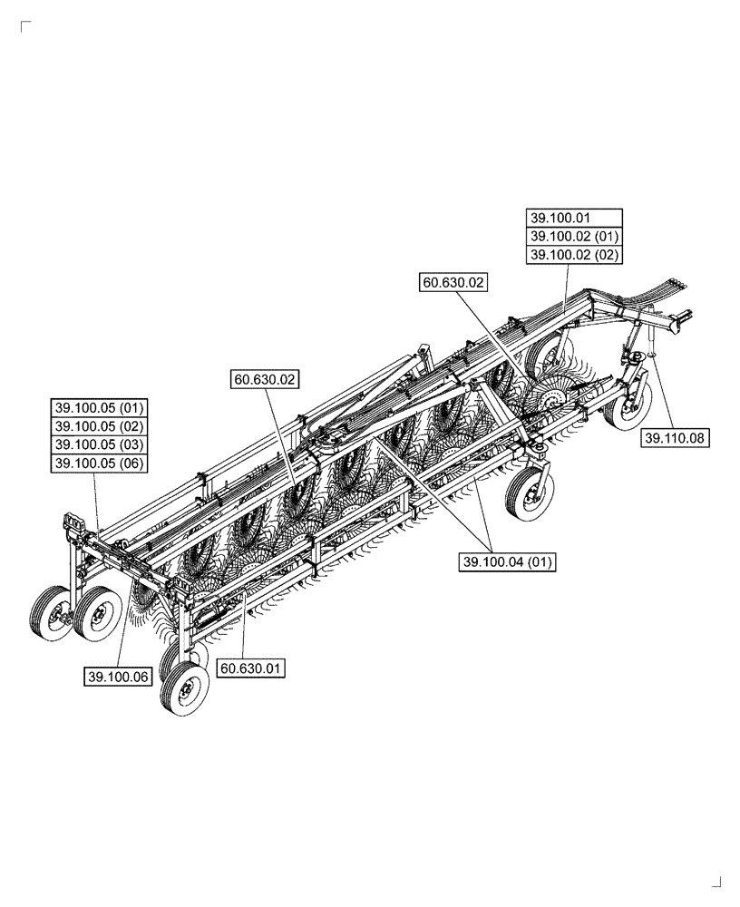 Схема запчастей Case IH WRX301 - (39.000.01) - PICTORIAL INDEX - FRAME (39) - FRAMES AND BALLASTING