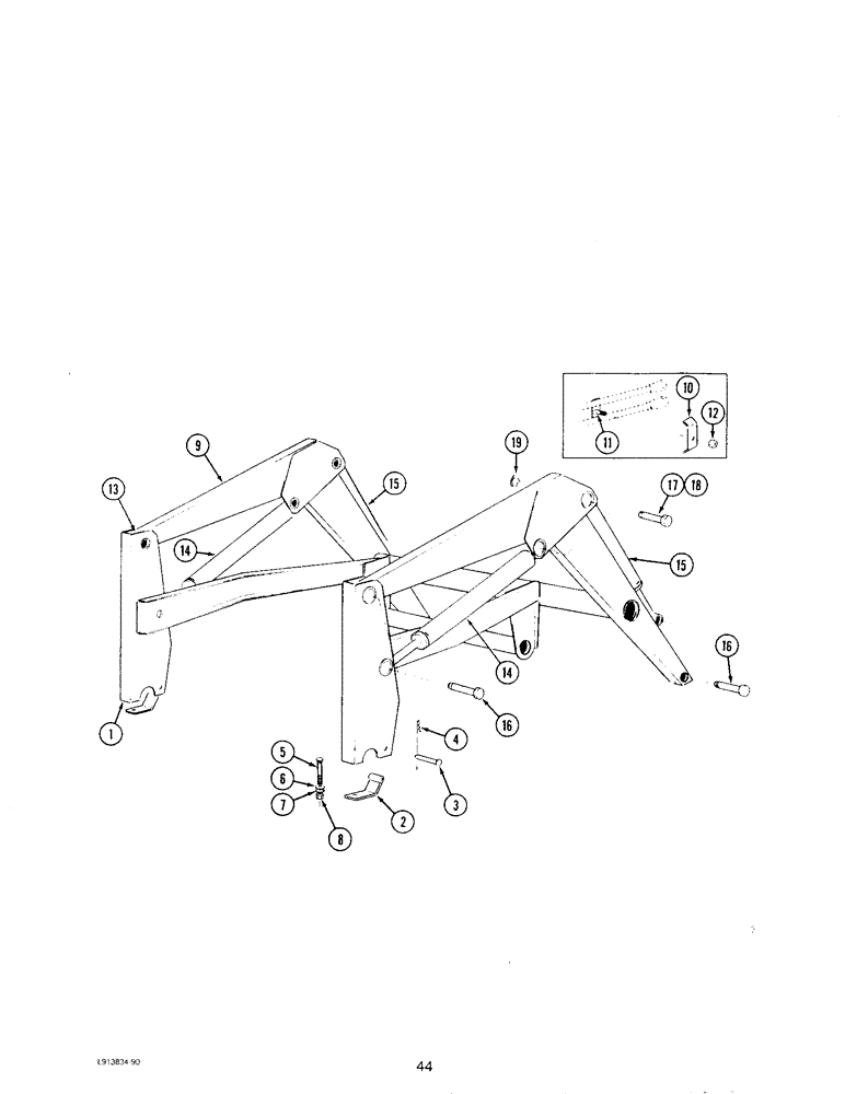 Схема запчастей Case IH L108 - (44) - BOOM AND SUPPORT (09) - CHASSIS/ATTACHMENTS