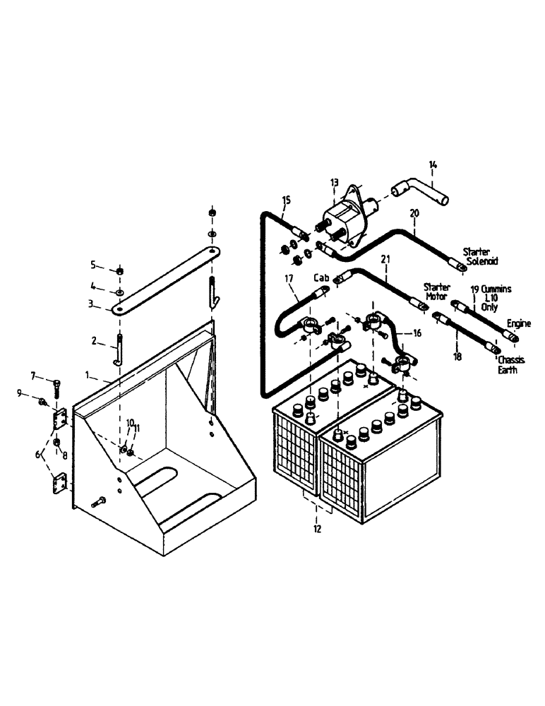 Схема запчастей Case IH 7000 - (A12-01) - BATTERY Mainframe & Functioning Components