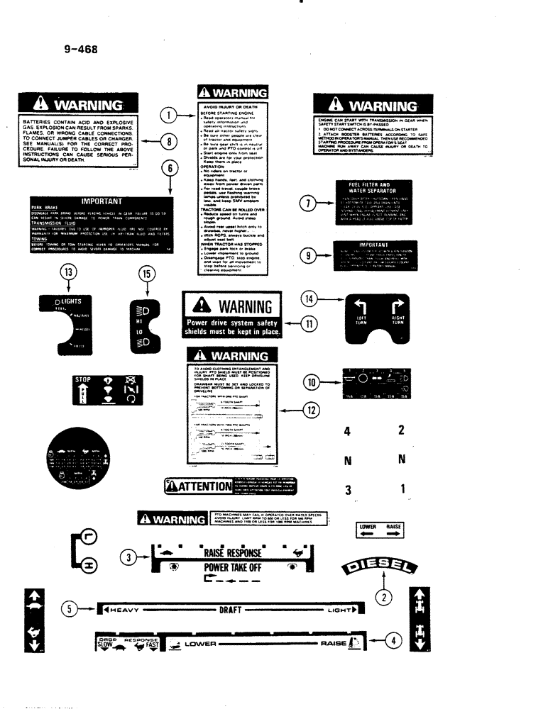Схема запчастей Case IH 485 - (9-468) - DECALS - WARNING (09) - CHASSIS/ATTACHMENTS