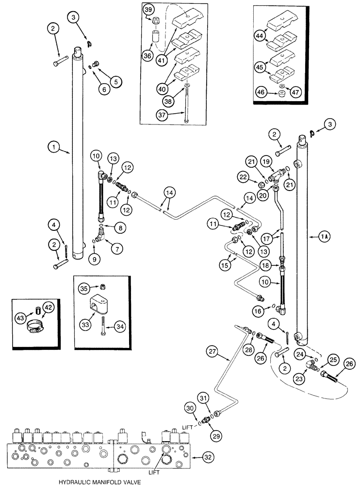 Схема запчастей Case IH 2155 - (8-46) - BASKET LIFT CYLINDER SYSTEM (07) - HYDRAULICS