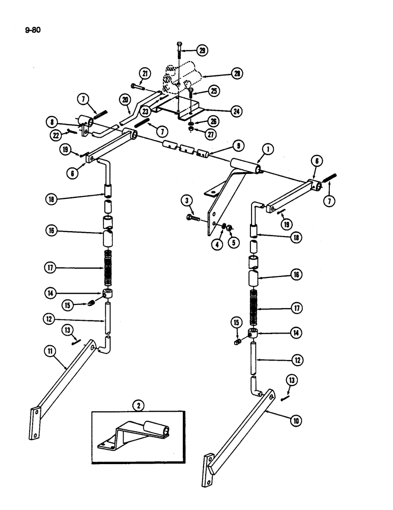 Схема запчастей Case IH 1844 - (9-080) - HEIGHT CONTROL LINKAGE, 1844 COTTON PICKER (13) - PICKING SYSTEM