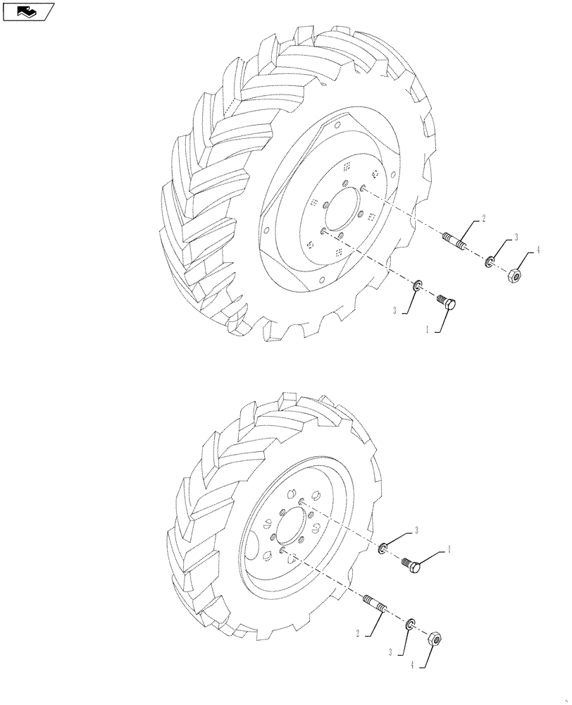 Схема запчастей Case IH FARMALL 30B - (44.511.02) - FRONT & REAR WHEEL HARDWARE (44) - WHEELS