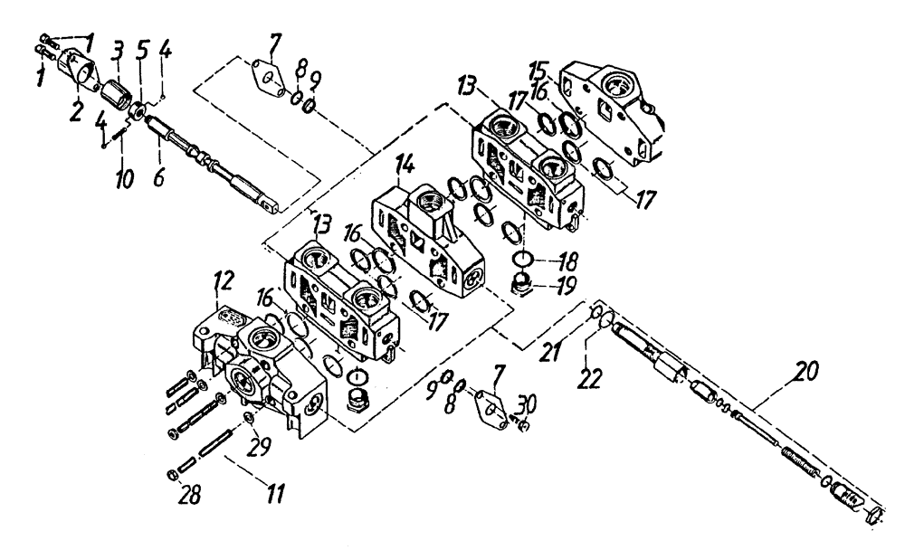 Схема запчастей Case IH 7700 - (B04[11]) - HYDRAULIC VALVE, TOPPER, ELEVATOR, NO SIDETRIM, A20 2-BANK Hydraulic Components & Circuits