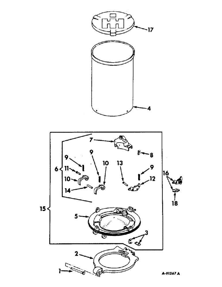 Схема запчастей Case IH 455 - (YA-09) - HOPPER AND COVER WITH INTERNATIONAL BOTTOM 