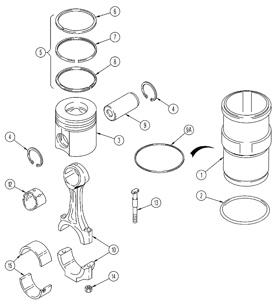 Схема запчастей Case IH FLX4510 - (02-055) - PISTON - CONNECTING ROD, FLX4010 (01) - ENGINE