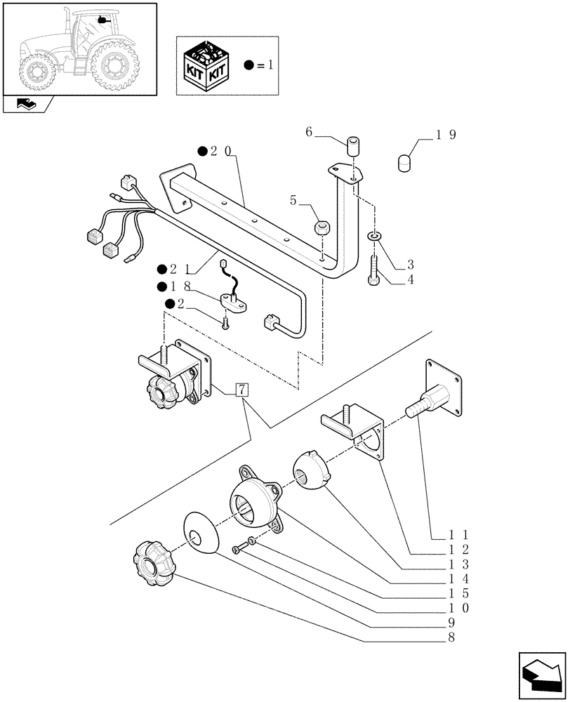 Схема запчастей Case IH PUMA 115 - (1.96.0/03[02]) - PREDISPOSITION FOR ISOBUS VIRTUAL TERMINAL - BALER BAR MOUNTING (VAR.330079-334761) (10) - OPERATORS PLATFORM/CAB