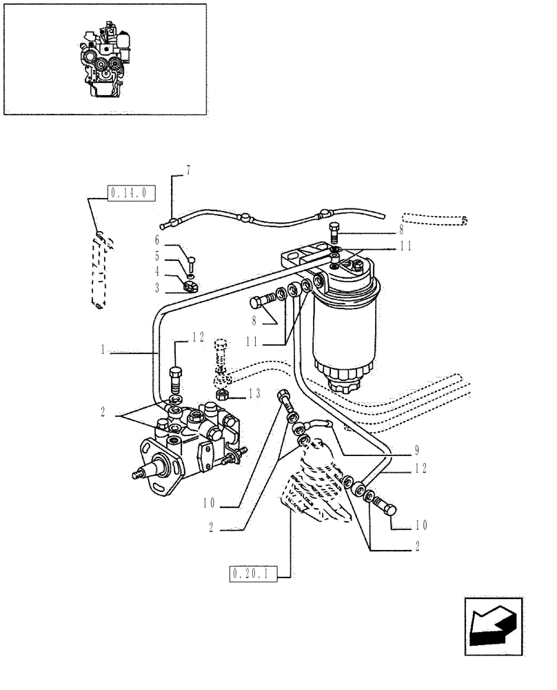 Схема запчастей Case IH JX95 - (0.20.3/05) - VAR - 747, 391102 - TTF ENGINE TIER 2 - FUEL LINES (01) - ENGINE