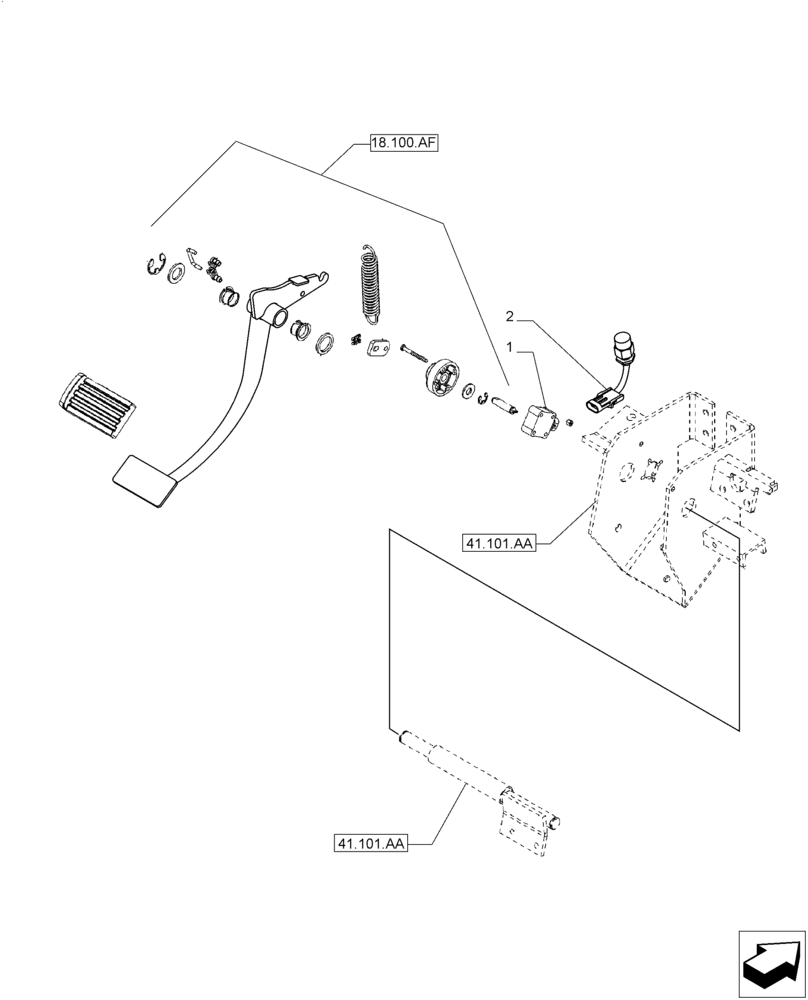 Схема запчастей Case IH MAGNUM 235 - (55.610.AA) - PEDAL, INCHING (55) - ELECTRICAL SYSTEMS