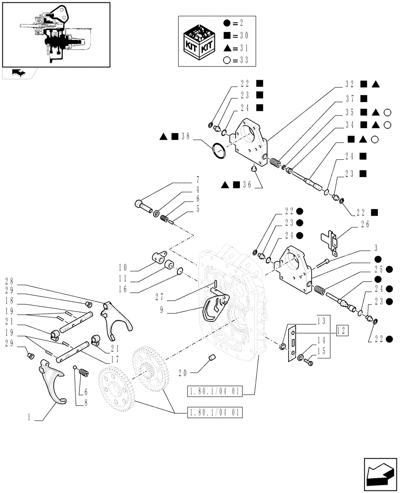 Схема запчастей Case IH PUMA 165 - (1.80.1/04[05]) - (VAR.349) 4 SPEED SHIFTABLE PTO ELECTRIC CONTROL 540/540E/1000/1000E - SHAFT AND GEARS - D6479 (07) - HYDRAULIC SYSTEM