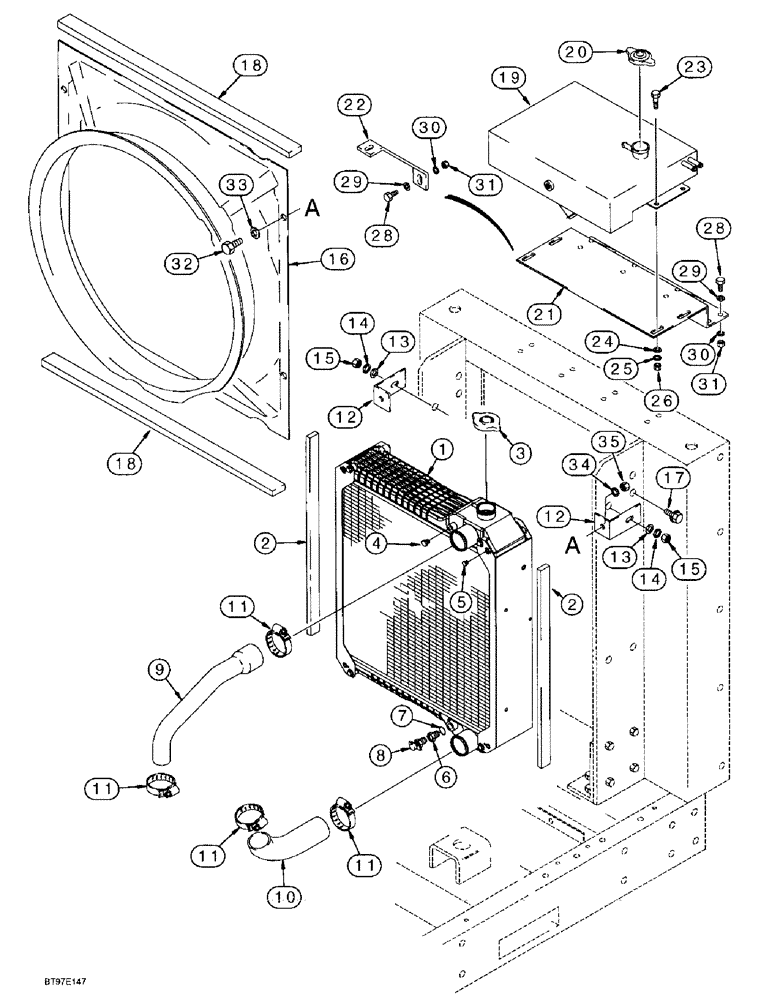 Схема запчастей Case IH 6591TA - (2-02) - RADIATOR, DEAERATION TANK AND MOUNTING 