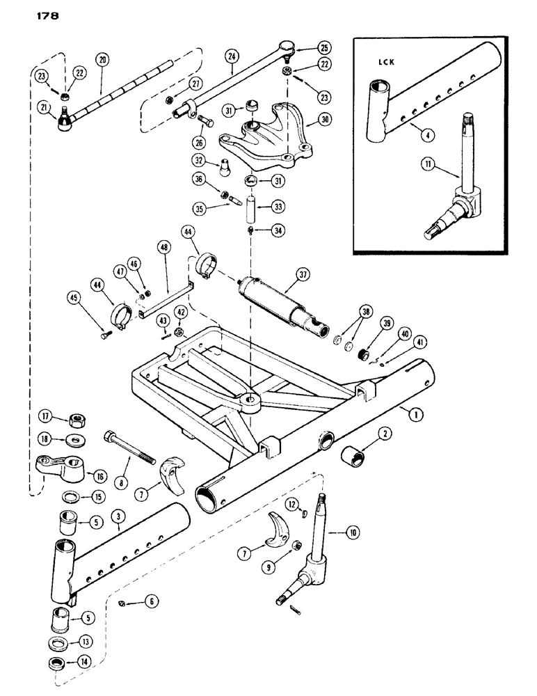 Схема запчастей Case IH 430 - (178) - HYDROSTATIC STEERING, ADJUSTABLE FRONT AXLE, 48" TO 72" (05) - STEERING
