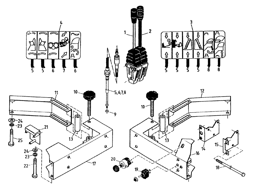 Схема запчастей Case IH 7700 - (A05[55A]) - MECHANICAL CABIN CONTROLS Mainframe & Functioning Components