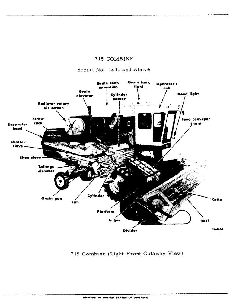 Схема запчастей Case IH 715 - (00-13) - 715 COMBINE, RIGHT FRONT CUTAWAY VIEW (00) - GENERAL